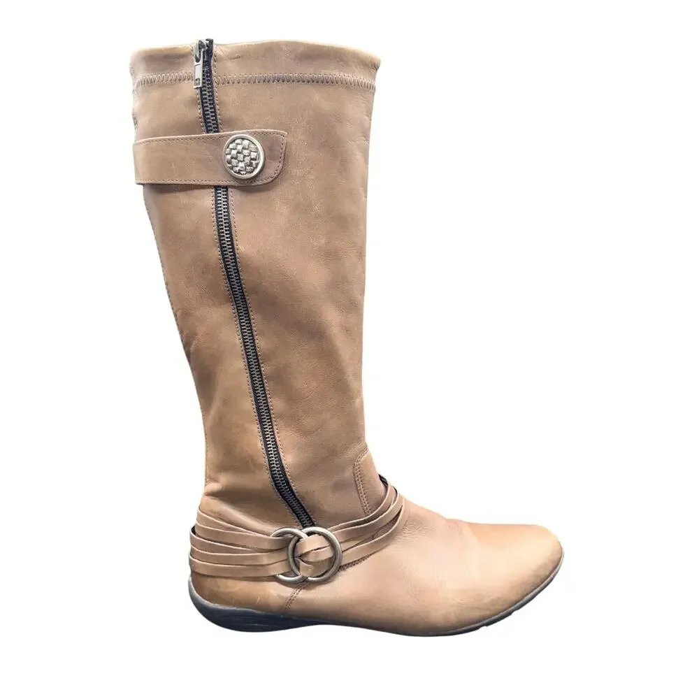 Remonte Dorndorf Leather Knee High Boots Brown Size 43 US 11.5 Zip